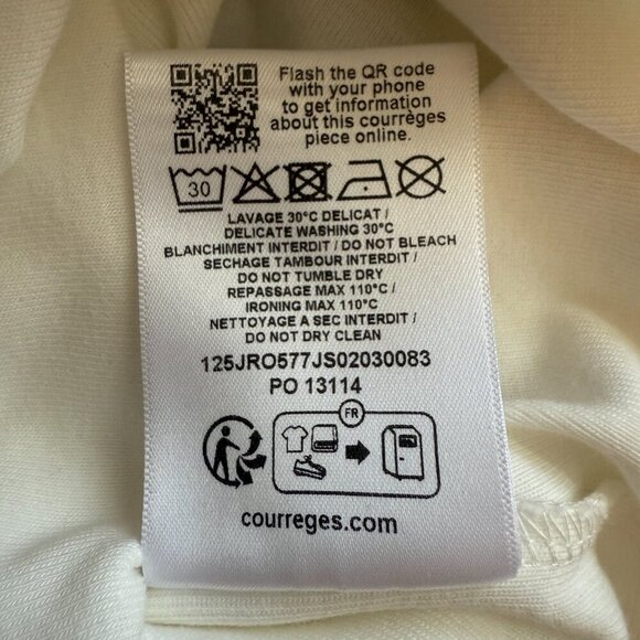 Courreges Paris Embroidered Cotton-Jersey Mini Dress Women's Small White NWT - Picture 14 of 14